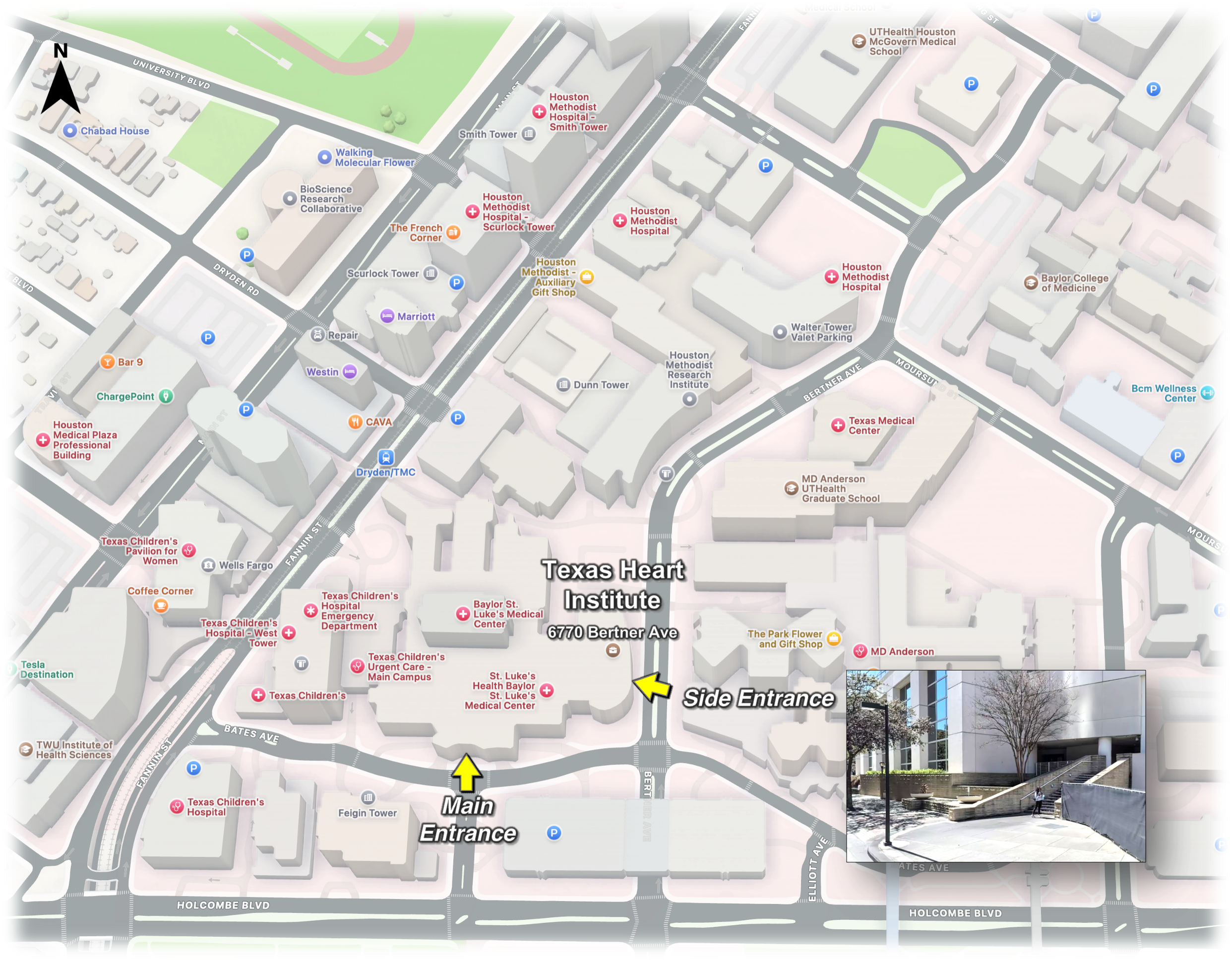 Map showing location of the Li Lab at Texas Heart Institute / Baylor College of Medicine